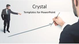  Presentation with business finish line - PPT theme having power point presentation - business person looking at line background and a sky blue colored foreground