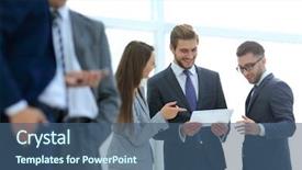  Presentation with modern - Beautiful presentation featuring power point presentation - happy business colleagues in modern backdrop and a ocean colored foreground