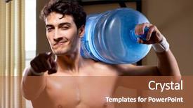  Presentation with water bottle - Presentation theme enhanced with power point presentation - muscular ripped man with big background and a red colored foreground