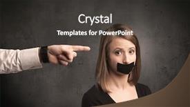  Presentation with female - Beautiful presentation design featuring power points leadership - caucasian business hand pointing backdrop and a  colored foreground