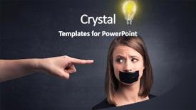  Presentation with employee - Colorful PPT theme enhanced with power points leadership - caucasian hand pointing at female backdrop and a  colored foreground