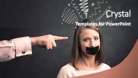  Presentation with female infertility - Presentation consisting of power points leadership - caucasian hand pointing at scared background and a  colored foreground