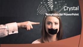  Presentation with female - Presentation theme enhanced with power points leadership - caucasian hand pointing at scared background and a  colored foreground