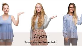  Presentation with women equality group of diverse - Theme with power presentation - collage of group of blonde background and a  colored foreground