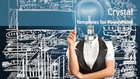  Presentation with marker - Slide deck enhanced with power presentation - lamp head female writing something background and a teal colored foreground