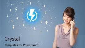  Presentation with battery - Presentation enhanced with power presentation - young smiling person presenting battery background and a  colored foreground