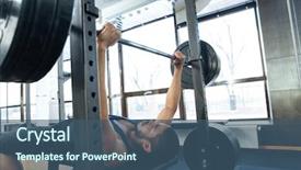  Presentation with barbell - Slides having chest heaviness - fitness man workout with barbell background and a ocean colored foreground