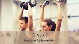  Presentation with flexing - Amazing slide set having indoor sports - sport fitness lifestyle and people backdrop and a coral colored foreground