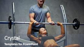  Presentation with flexing - Presentation theme having concept - young woman and personal background and a gray colored foreground