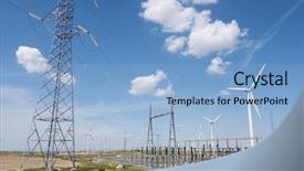  Presentation with substation - Beautiful presentation theme featuring power production and electrical substation backdrop and a light blue colored foreground