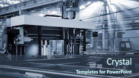  Presentation with powerful - PPT theme enhanced with power quality - new and powerful metalworking machine background and a ocean colored foreground
