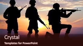  Presentation with rangers - Presentation theme having power rangers - silhouettes of soldiers on sunset background and a wine colored foreground