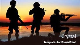  Presentation with soldiers - Audience pleasing PPT theme consisting of power rangers - silhouettes of soldiers on sunset backdrop and a wine colored foreground