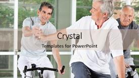  Presentation with fitness - Beautiful slide set featuring power sharing - elderly men on bikes backdrop and a soft green colored foreground