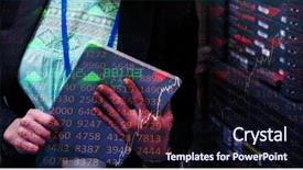  Presentation with using digital tablet - Slide deck with power sharing - stocks and shares against technician background and a wine colored foreground