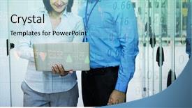  Presentation with shares - Theme enhanced with power sharing - stocks and shares against technicians background and a light blue colored foreground