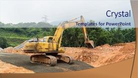  Presentation with earth - PPT theme with power shovel - heavy earth mover background and a sky blue colored foreground
