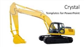  Presentation with excavator - Colorful presentation theme enhanced with power shovel - image of an excavator backdrop and a white colored foreground
