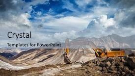  Presentation with ladakh - Presentation with power shovel - road construction in mountains himalayas background and a  colored foreground