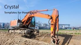  Presentation with power - PPT theme with power shovel in a construction background and a light blue colored foreground