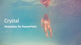  Presentation with swimming beautiful girl swims underwater - Beautiful slides featuring power sports - beautiful blonde girl dive underwater backdrop and a teal colored foreground