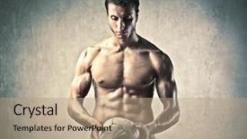  Presentation with volleyball - Presentation theme enhanced with power sports - handsome man holding a volleyball background and a coral colored foreground