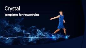  Presentation with sport blue - PPT theme having power sports - running man in blue sport background and a black colored foreground