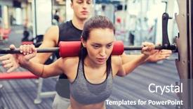  Presentation with weightlifting barbell - PPT theme having power sports - sport fitness teamwork weightlifting background and a  colored foreground