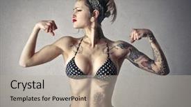  Presentation with girl power - PPT layouts having power sports - virile girl background and a light gray colored foreground