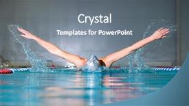  Presentation with stroke - Amazing PPT theme having power sports - woman swims using the butterfly backdrop and a gray colored foreground