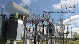  Presentation with power industry - Colorful PPT theme enhanced with power station for industry backdrop and a light blue colored foreground