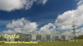  Presentation with station - Slide set with power station for manufactory background and a tawny brown colored foreground