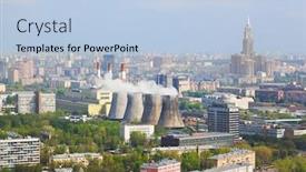 Presentation with russia city - Amazing theme having power-station-in-city-moscow backdrop and a light blue colored foreground