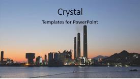  Presentation with thermal power station boiler - Presentation theme with power station in lamma island background and a  colored foreground