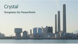  Presentation with thermal power station boiler - Theme featuring power station in lamma island background and a sky blue colored foreground