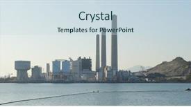  Presentation with thermal power station boiler - Presentation theme featuring power station in lamma island background and a sky blue colored foreground