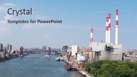  Presentation with shiny new lignite power - Presentation theme enhanced with power station in new york background and a light blue colored foreground