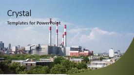  Presentation with new york state - Beautiful PPT theme featuring power station in new york backdrop and a light blue colored foreground