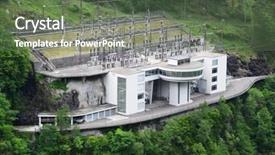  Presentation with switzerland - Slide set consisting of power station in verzasca valley background and a tawny brown colored foreground
