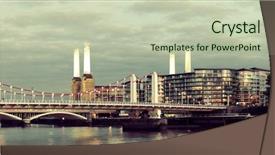  Presentation with station - PPT theme enhanced with english structure - battersea power station panorama background and a mint green colored foreground