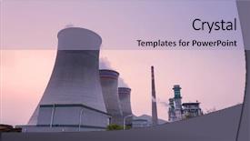  Presentation with coal - Cool new slide set with power station with cooling tower backdrop and a light blue colored foreground