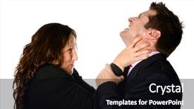 Presentation with angry - Colorful PPT layouts enhanced with power struggle - angry businesswoman strangling a helpless backdrop and a black colored foreground