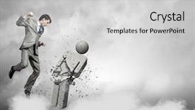  Presentation with angry - Colorful presentation theme enhanced with power struggle - angry young businessman fighting backdrop and a light gray colored foreground