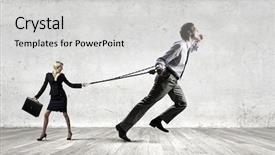  Presentation with way - Presentation theme consisting of power struggle - businessman struggling with problems that background and a light gray colored foreground