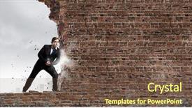  Presentation with effort - Cool new presentation theme with power struggle - young businessman making effort backdrop and a tawny brown colored foreground