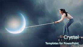  Presentation with struggle - Amazing presentation theme having power struggle - young woman in casual catching backdrop and a ocean colored foreground