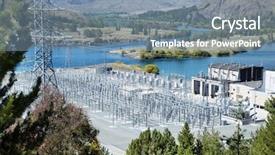  Presentation with electric distribution substation - Colorful PPT layouts enhanced with power substation on the side backdrop and a seafoam green colored foreground