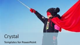  Presentation with super girl - Cool new presentation theme with blue sky background superhero backdrop and a light blue colored foreground
