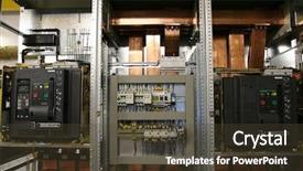  Presentation with high voltage - Colorful PPT theme enhanced with power system control - automatic switches and busbar backdrop and a tawny brown colored foreground