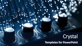  Presentation with fiber optics - Presentation theme enhanced with business technology and call center concept - friendly female helpline operator with headphones background and a light gray colored foreground